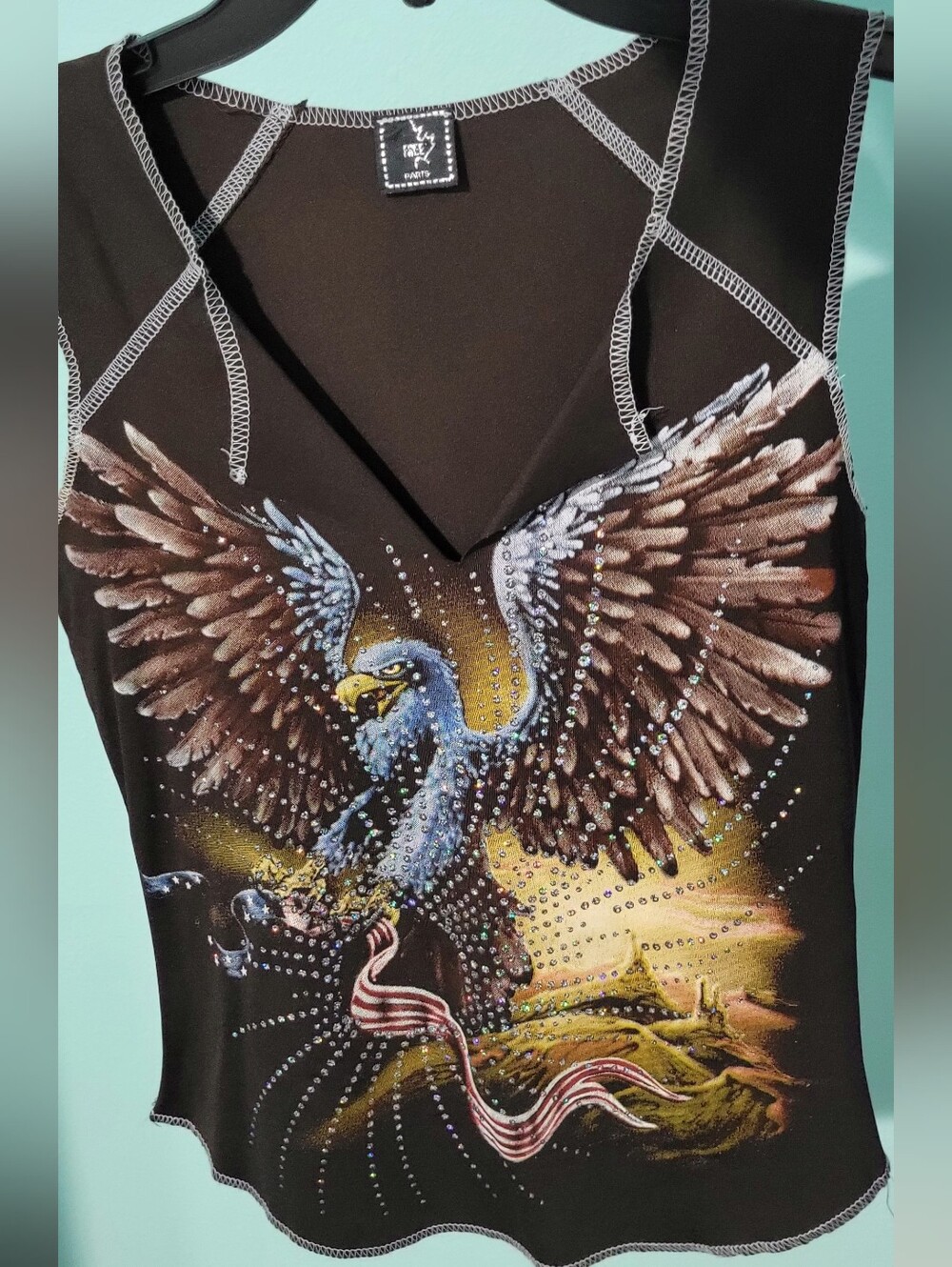 RARE Vintage 1990s FREE Paris Made in France Rhinestone Eagle